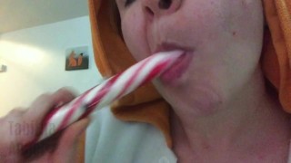 Foxgirl Slobbers on Candy Cane