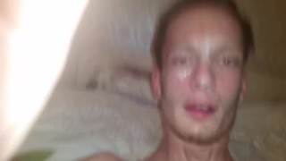 Exploding a load on my face (self facial)