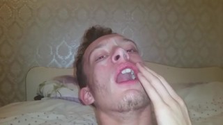 Exploding a load on my face (self facial)