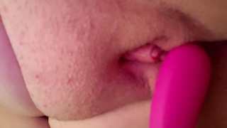 Bbw masturbating with vibrator, ftm clit/dick gets harder i squirt and cum 
