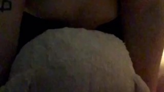 Amateur plushie riding while roommates are in bed