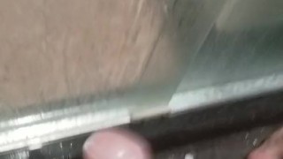 Shower jerk off w lotion, moans, and cum. Fast stroking, keep up if u can
