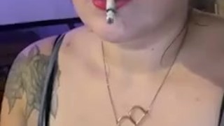Sexy Smoker with juicy red smokey lips 