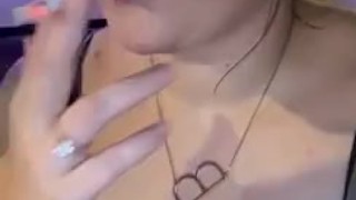 Sexy Smoker with juicy red smokey lips 