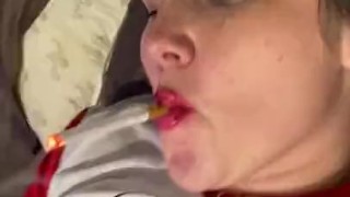 Sexy cam girl smoking and vibrating her pussy