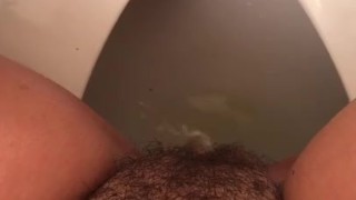 Hairy Girl Pissing After Creampie