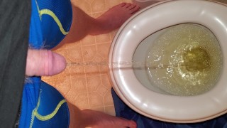 Pissing with the toilet seat down.