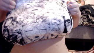 Bouncing Ahegao Girls - 40DDD Tits Covered in Anime Girls and Played With