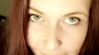 Practice blowjob with a dildo