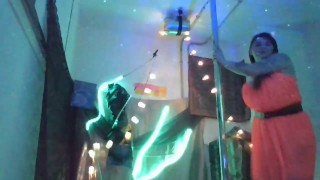 Black light pole tricks & suck and fuck till I cum