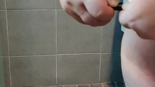 Chubby man sounding masturbation