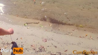 Oops Stranger Again Cum In My Panties On The Beach 