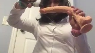 Crossdressing Femboy Rides Dildo