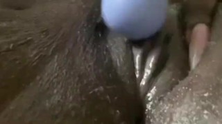 Solo play with wet chocolate pussy