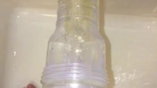 Fleshlight gets Golden Shower in the shower. Pissing in/out of Fleshlight. 