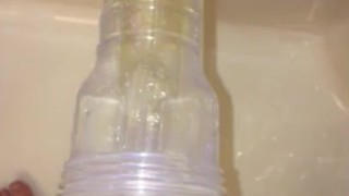 Fleshlight gets Golden Shower in the shower. Pissing in/out of Fleshlight. 