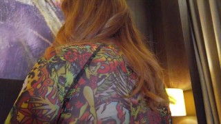 Bubble Butt Pale Redhead Teen Reverse Cowgirl Riding Creampie in Fishnets