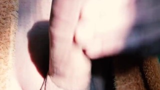 Stroking my shaft on a sunlight shaft