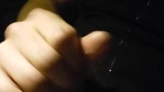Stroking my cock in the car after work