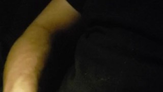 Stroking my cock in the car after work