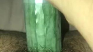 Cucumber fun in the pussy 