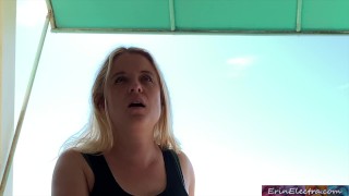 Stepmom on vacation by the ocean fucks stepson