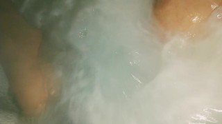 Cheating neighbors Latina wife cums using hot tub jets after party
