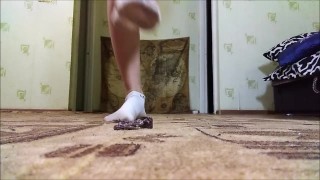 GIANTESS IN WHITE SOCKS Plays With a Little Soldier - CRUSH - Nina Yo