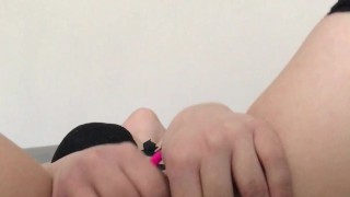 girl rubs vibrator in her little pussy for the first time! WILD