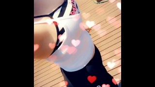 Snapchat yoga pants poolside 