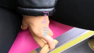 Second part Foxy hot masturbates with her dildo on public transport
