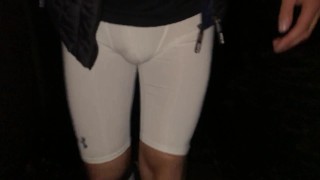 JUICY BULGE in Compression Shorts ** Climbing Stairs **