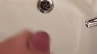 Teen wanks and cums in sink