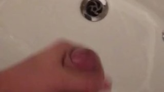 Teen wanks and cums in sink