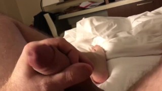 Edging My Big White Cock in My Hotel Room