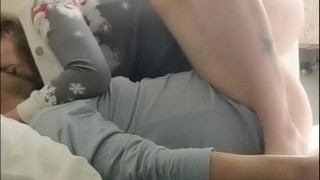 Amazon Position-Button Cums on Tip's Cock