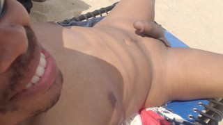 Beach flashing big cock public masturbation 