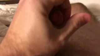 Edging My Big White Cock in My Hotel Room Before Work