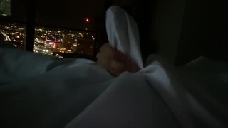 My Cock Was So Hard Jerking Off In Hotel Skyrise, Loud Sexy Guy Orgasm Cum