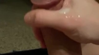 Big Shaved Cock Hoping to get Caught Cumming