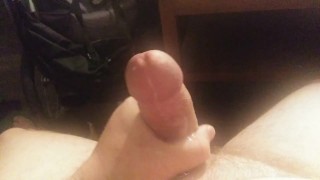 Moaning vegan cock stroked to orgasm