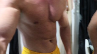 Muscle stud flexing for the camera
