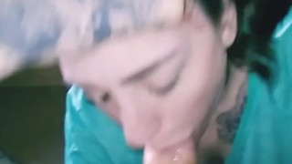 Hot little Deepthroat wife ORAL CREAMPIE quickie 