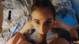 A girl sucks a dick in the morning and is late for work