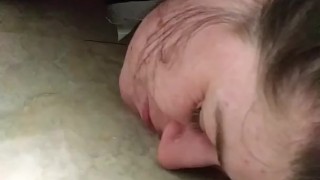 Piss slave licks floor clean