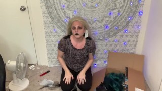 Goth girl vlogs and does an unboxing. Non-porn