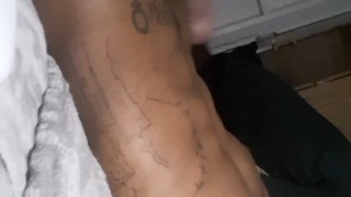 Busting huge nut in shorts while everyone in bed