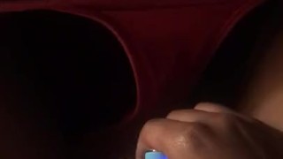 Horny girl moaning softly while sneaky masturbation