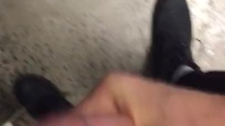 Horny twink shoots his two-day load at a popular cruising bathroom