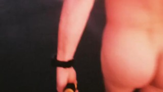 Testing selfy stick out. Nude in road